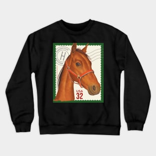 Cute Funny Horse Postage Stamp Design Crewneck Sweatshirt